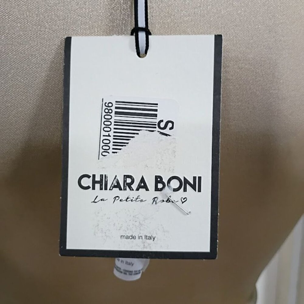 Chiara Boni made in Italy Metallic Gold Gown Size 0 Long Evening Pleated Waist D - Picture 9 of 12